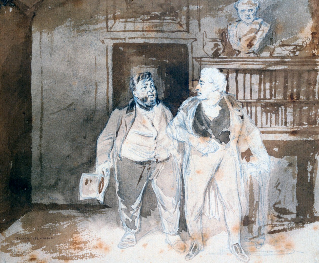 To tegn, c1825-1877 av Henry Bonaventure Monnier