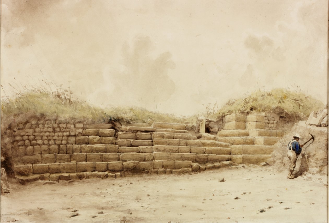 Husmannsplasser, ca. 1848 (blyant og akvarell på papir) av Henry Burdon Richardson