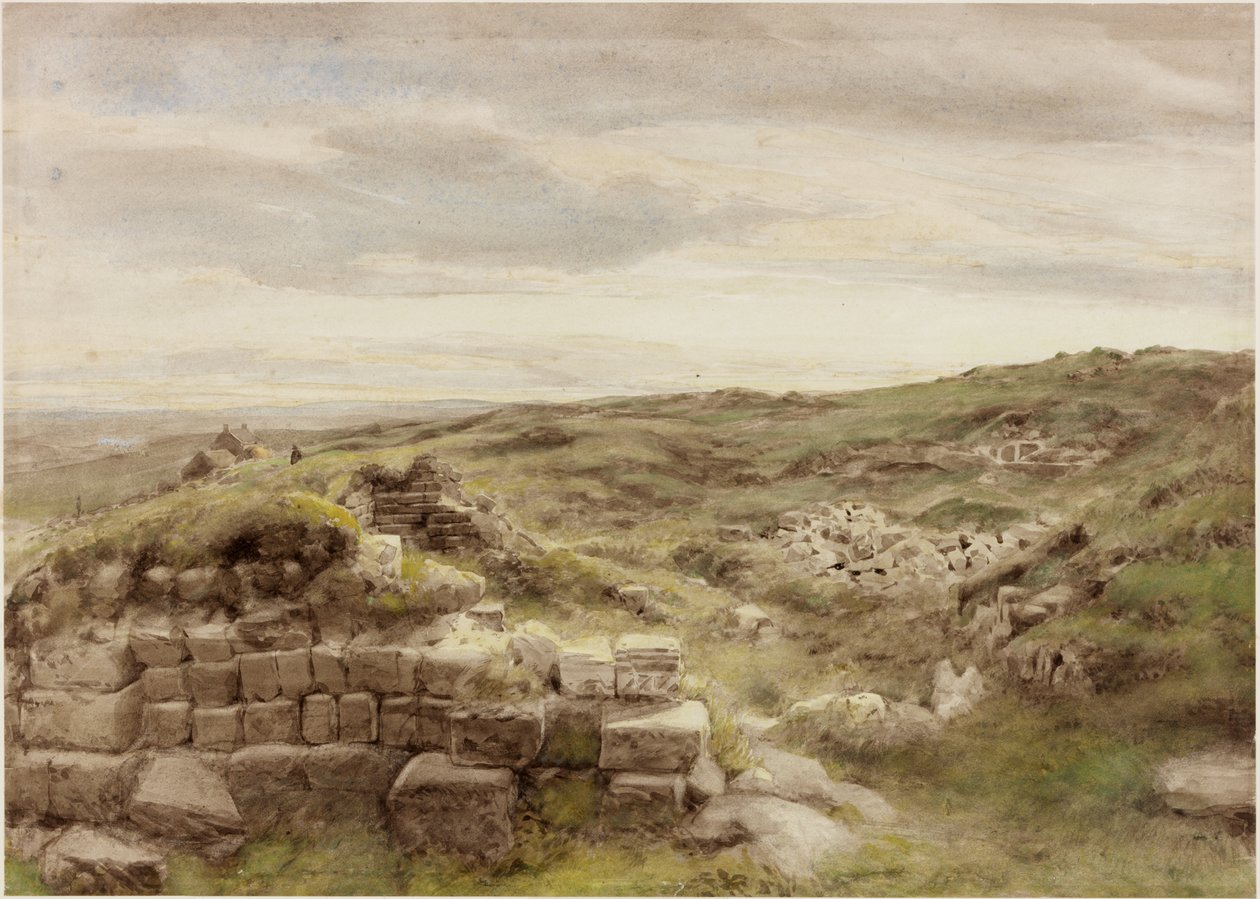 Husmannsplasser, ca. 1848 (blyant og akvarell på papir) av Henry Burdon Richardson