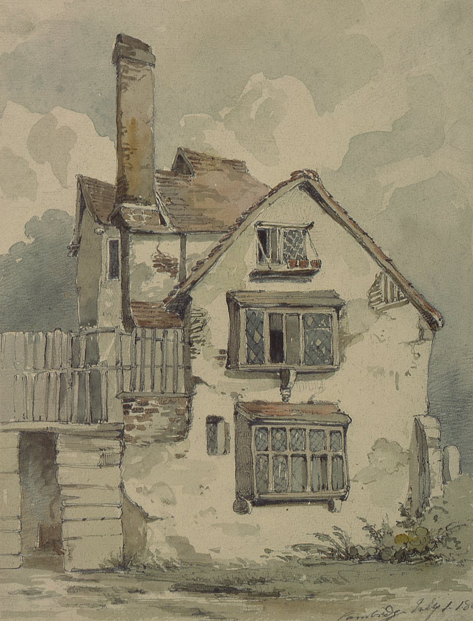 Et gammelt hus i Cambridge (wc på papir) av Henry Cave