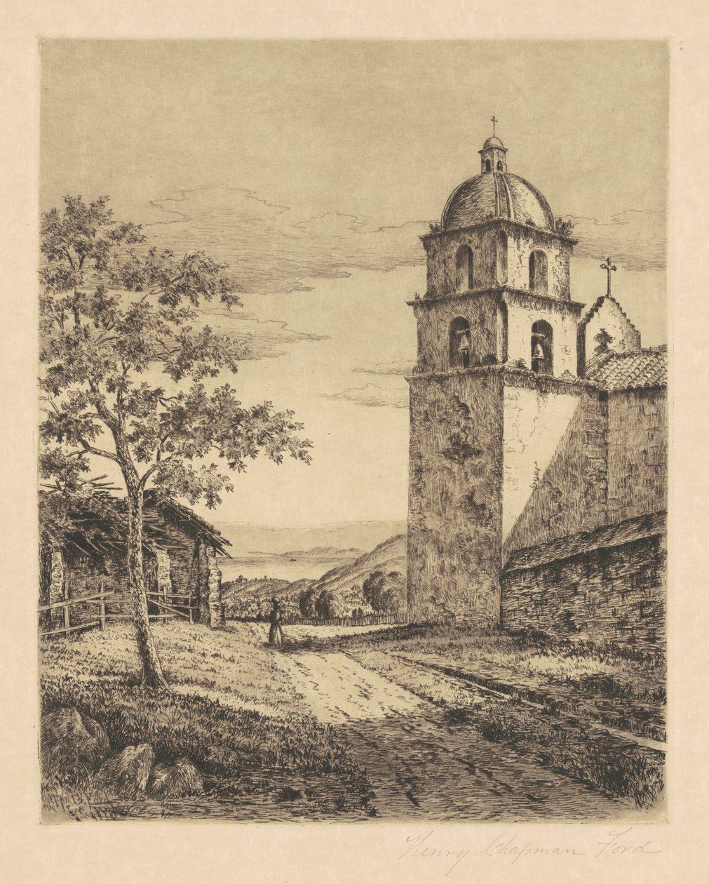 Mission Santa Barbara, ser sørover av Henry Chapman Ford