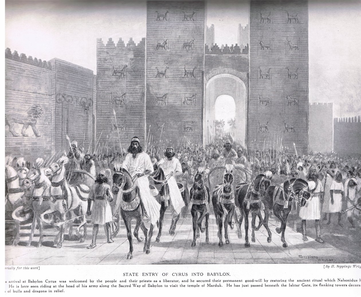 Kyros inntog i Babylon, illustrasjon fra 