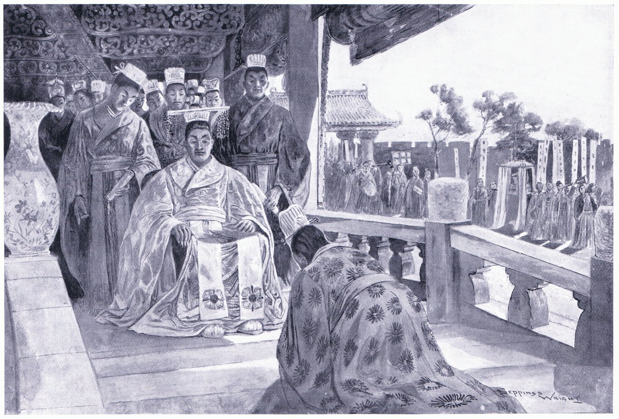 Han Yu presenterer minnesmerket sitt av Henry Charles Seppings Wright