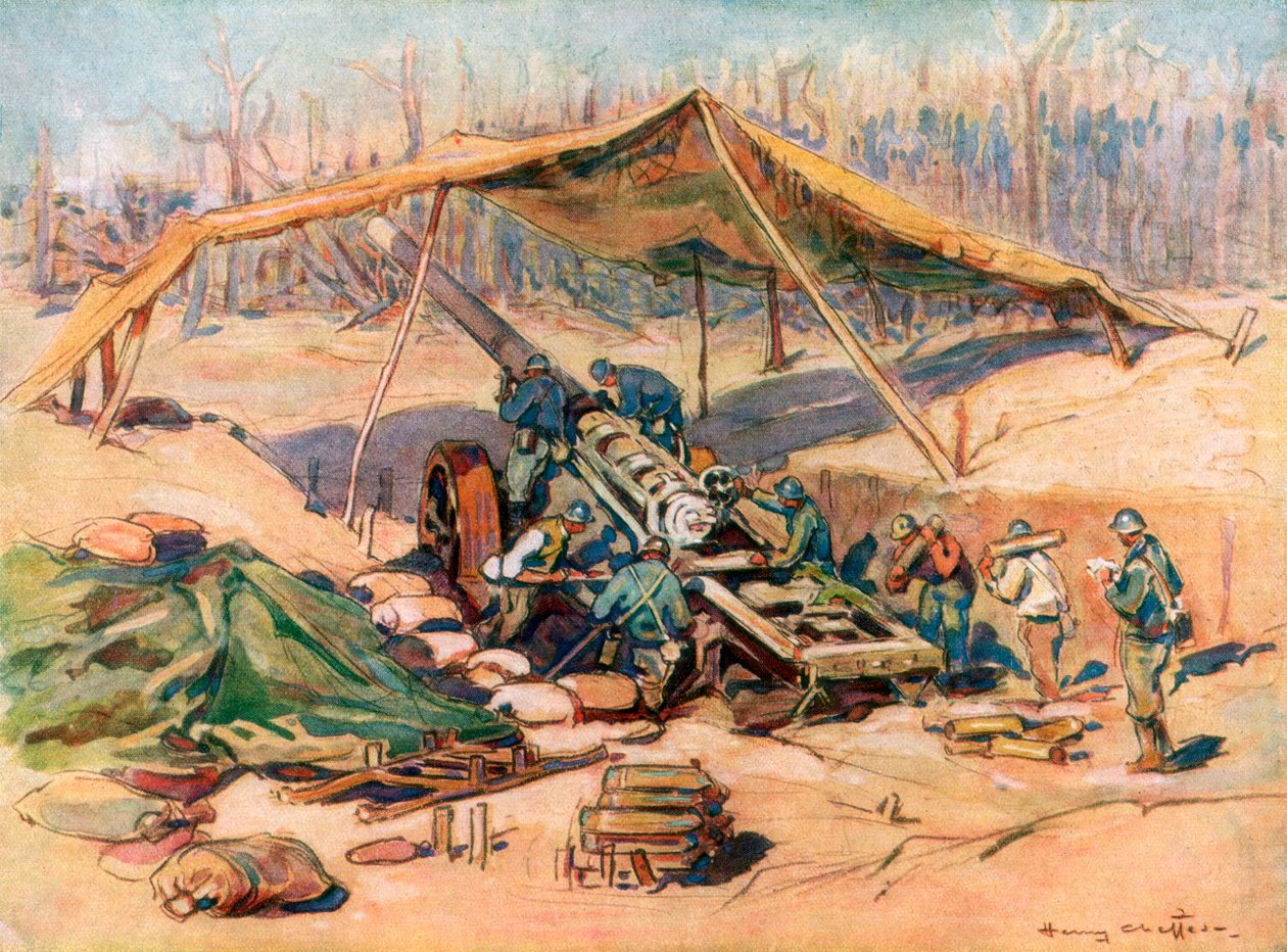 Fransk artilleristilling, Frankrike, 1918, 1926. av Henry Cheffer