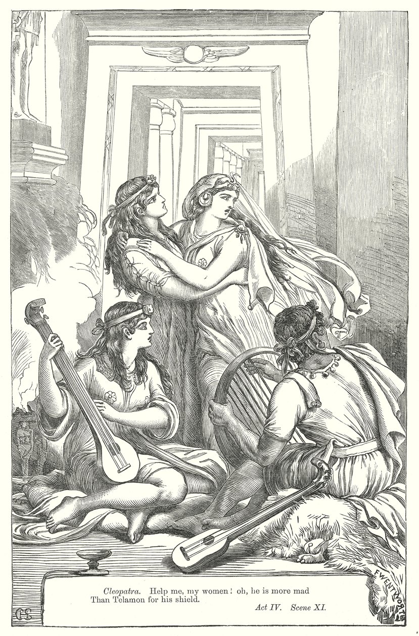 Antonius og Kleopatra (gravering) av Henry Courtney (after) Selous