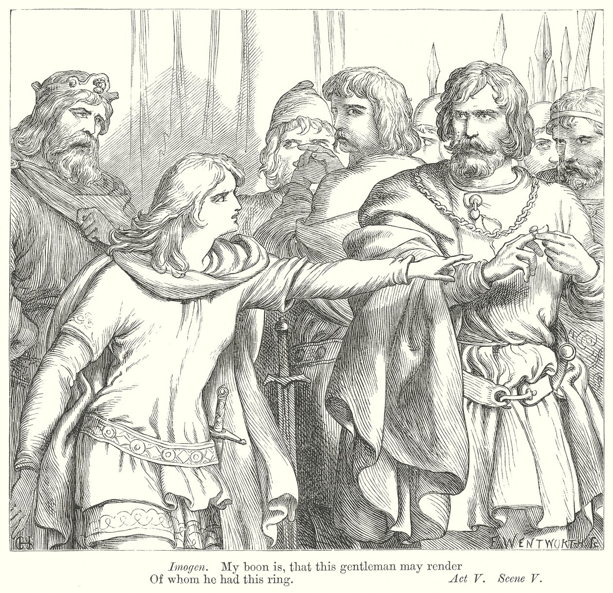 Cymbeline (gravering) av Henry Courtney (after) Selous