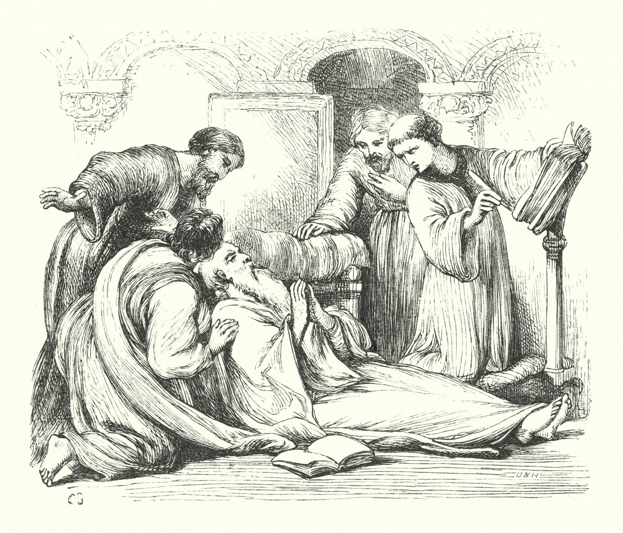 Den ærverdige Bedas død (gravering) av Henry Courtney (after) Selous