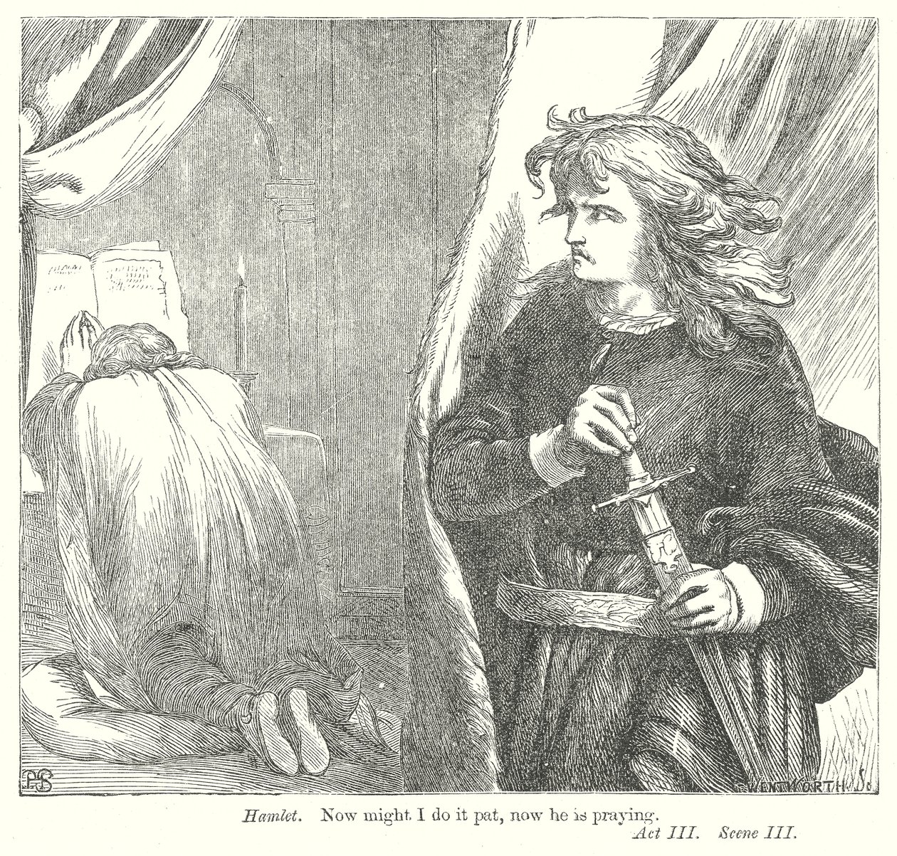 Hamlet (gravering) av Henry Courtney (after) Selous