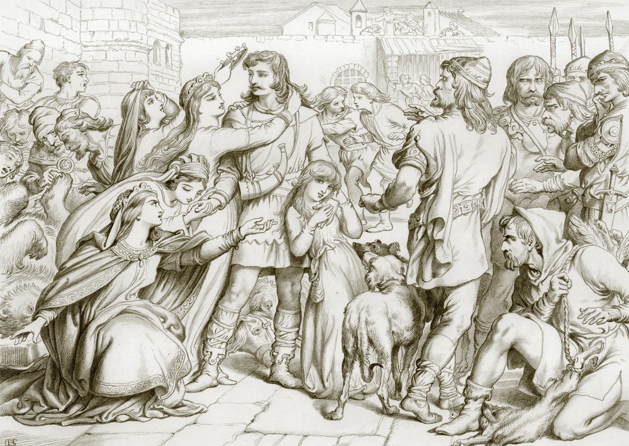 Hvordan Hereward drepte bjørnen (gravering) av Henry Courtney (after) Selous