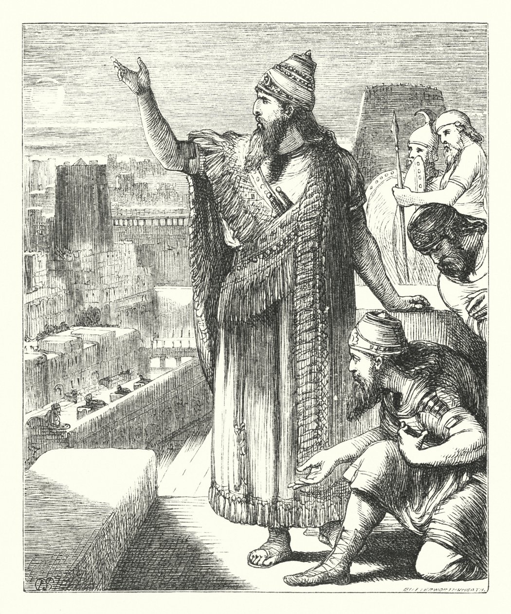 Nebukadnesar i Babylon (gravering) av Henry Courtney (after) Selous