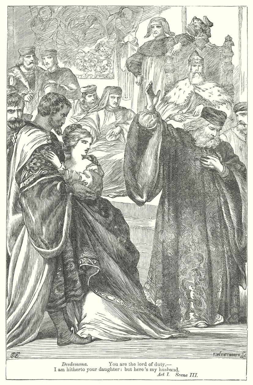 Othello (gravering) av Henry Courtney (after) Selous