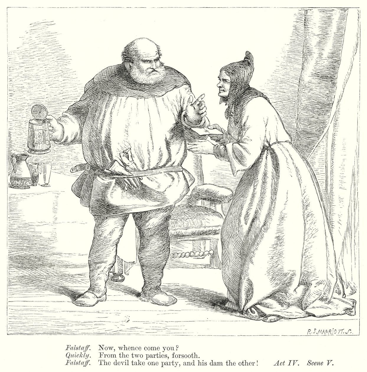 De muntre konene fra Windsor (gravering) av Henry Courtney (after) Selous