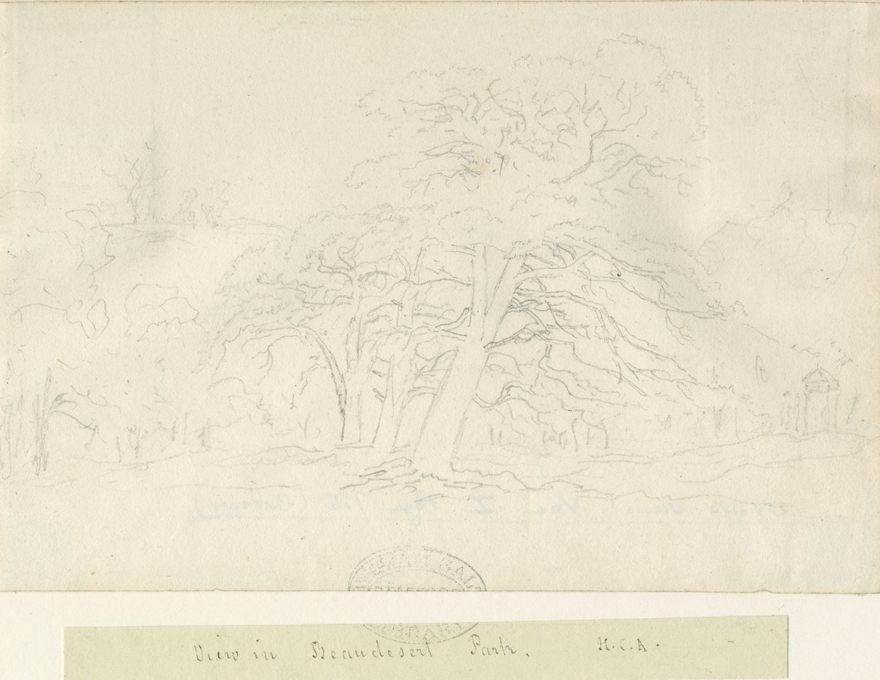Beaudesert Park: blyanttegning, nd [1788-1855] av Henry Curzon Allport