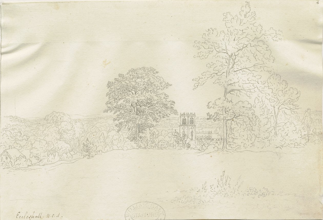Eccleshall Village: pennetegning, nd [1788-1855] (tegning) av Henry Curzon Allport