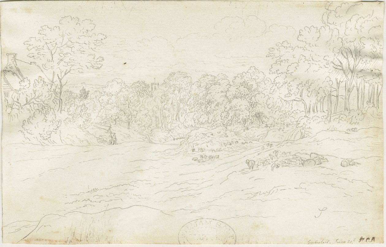 Eccleshall Village: pennetegning, nd [1788-1855] (tegning) av Henry Curzon Allport