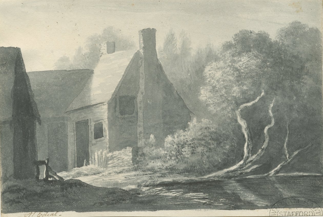 Lichfield - Edial: sepia vask tegning, nd [1788-1855] (tegning) av Henry Curzon Allport