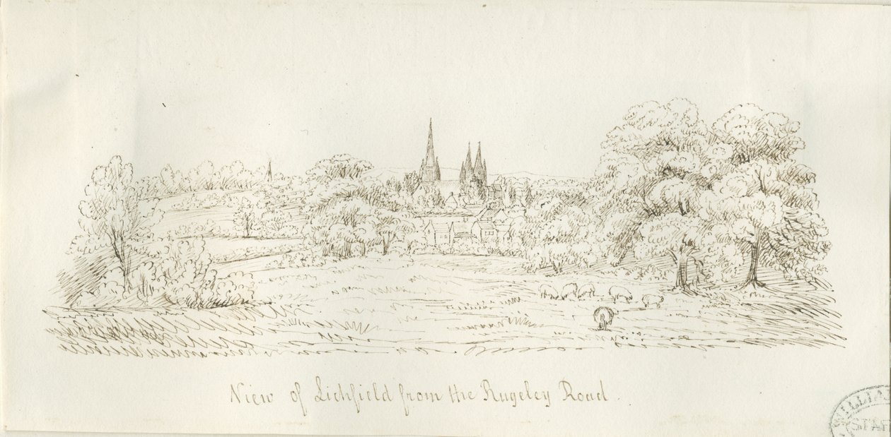 Lichfield - North View (fjern): pennetegning, nd [1788-1855] (tegning) av Henry Curzon Allport