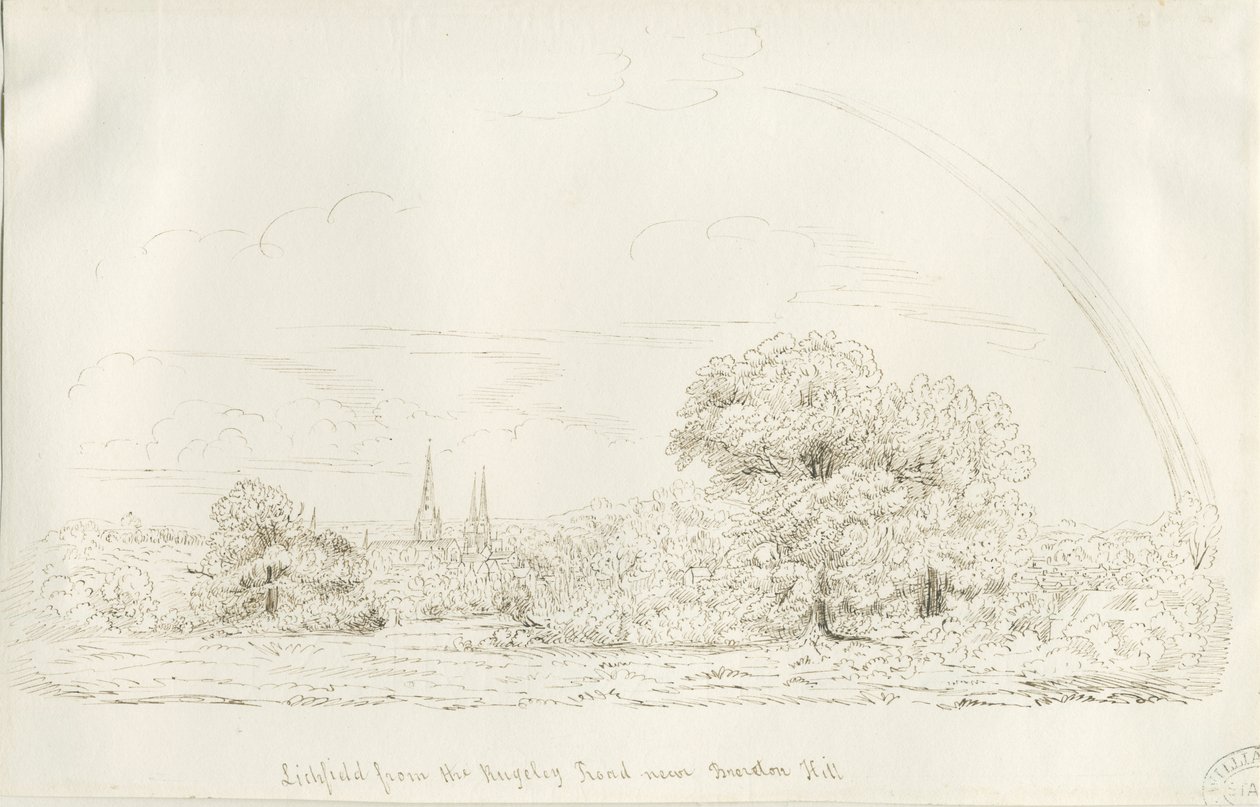 Lichfield - North View (fjern): pennetegning, nd [1788-1855] (tegning) av Henry Curzon Allport