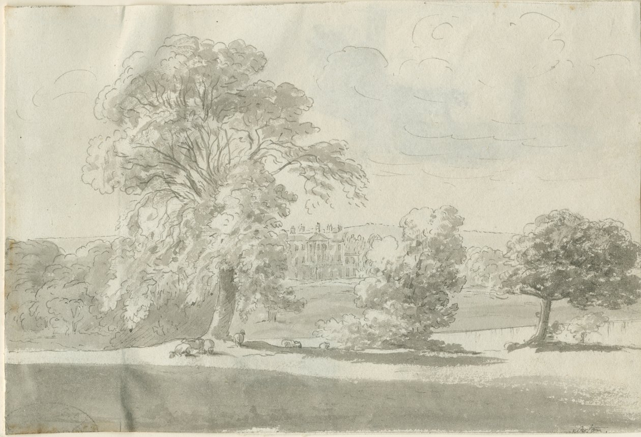 Shenstone - Little Aston Hall: penn og vask tegning, nd [1788-1855] (tegning) av Henry Curzon Allport