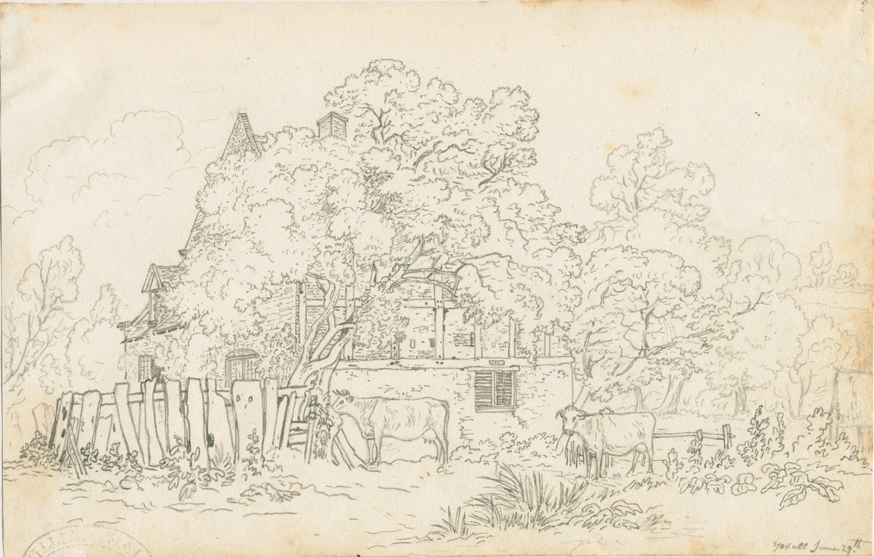 Yoxall - Old Farm House: blyanttegning, nd [c 1815] av Henry Curzon Allport