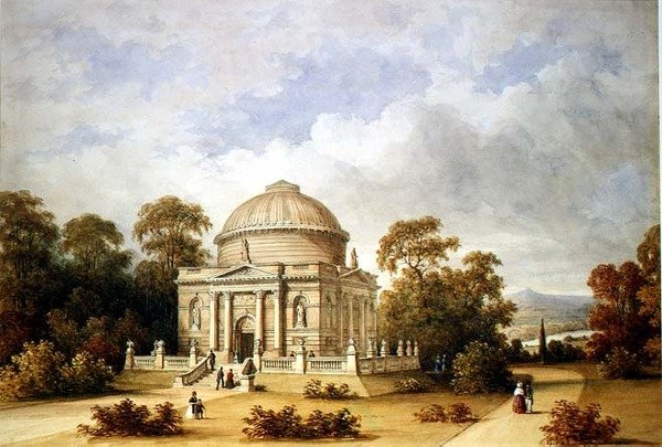 Et design for Hamilton Mausoleum (akvarell) av Henry Edmund Goodridge