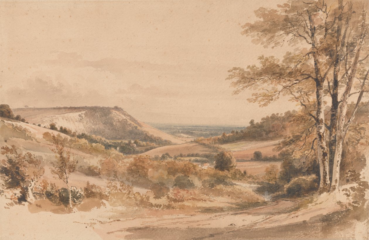 Boxhill fra Westhumble Lane av Henry Edridge