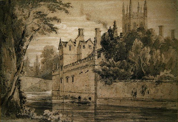 Magdalen College - En utsikt over Cherwell ser mot broen (blyant og akvarell på papir) av Henry Edridge