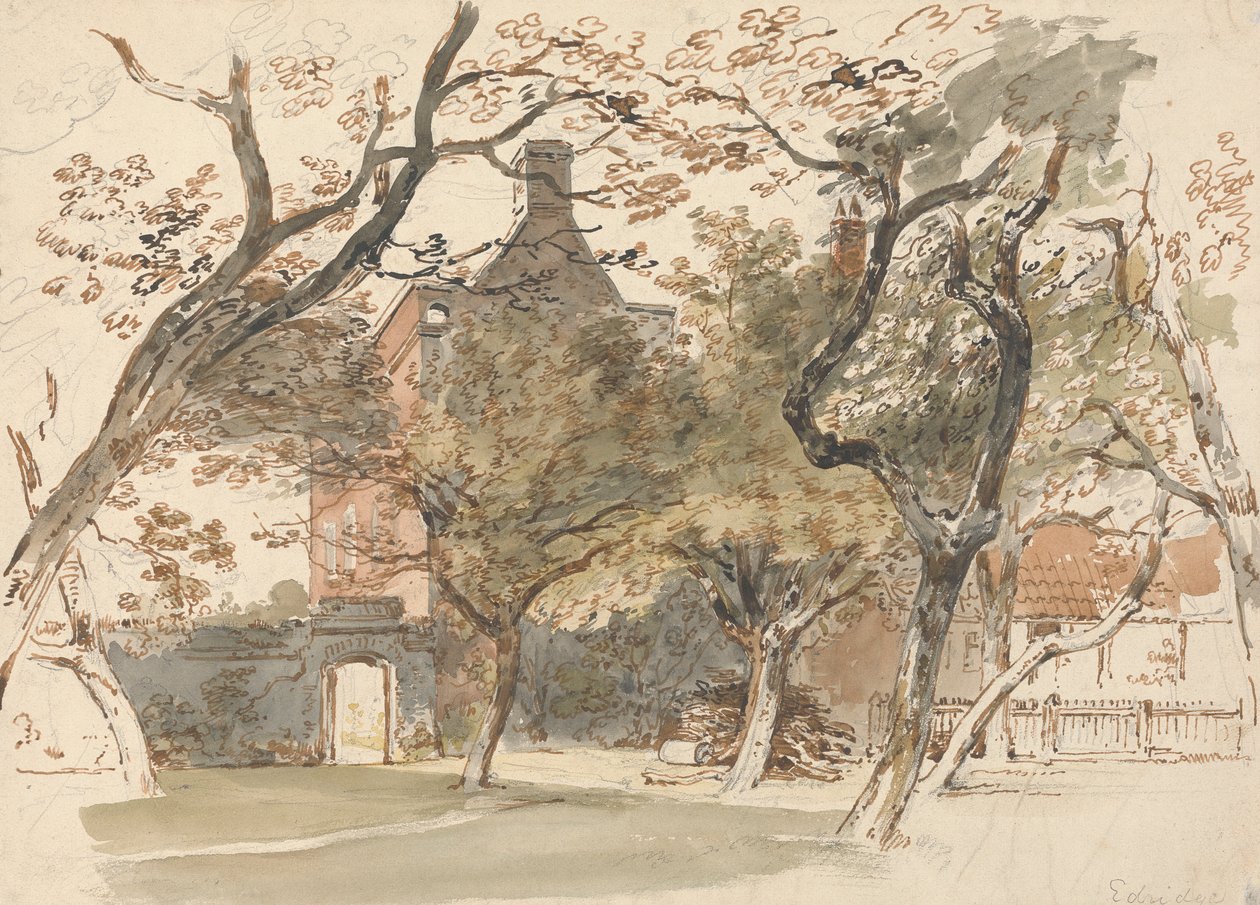 En del av et hus og hage av Henry Edridge