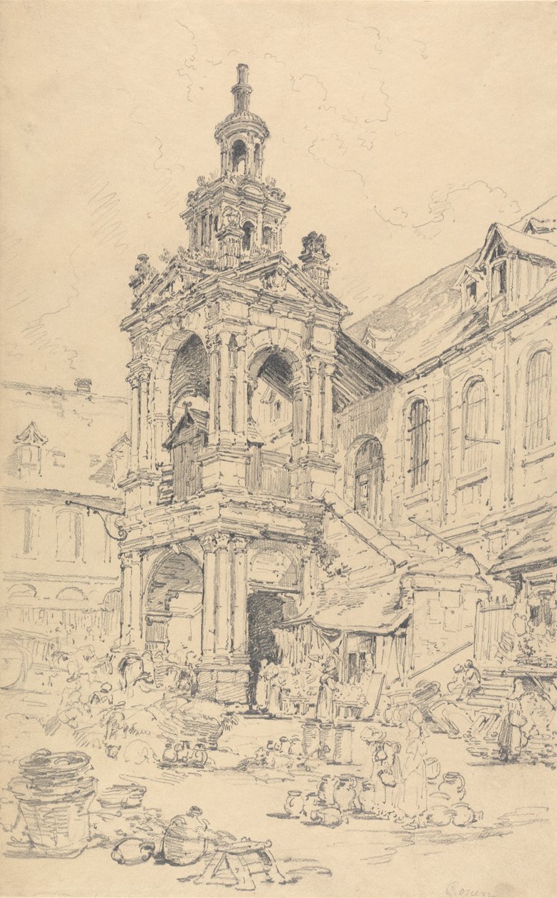 Verandaen til Halle of the Haute Vielle Tour, Rouen av Henry Edridge