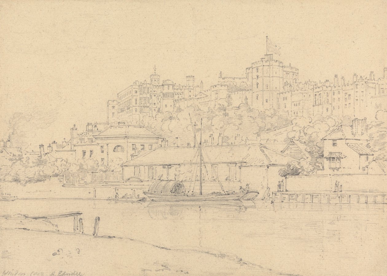 Windsor Castle fra Brocas av Henry Edridge