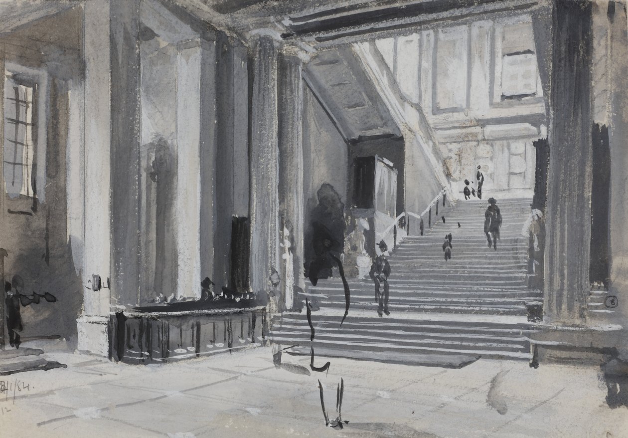 Innvendig visning av British Museum som viser hovedtrappen, 1884 av Henry Edward Tidmarsh