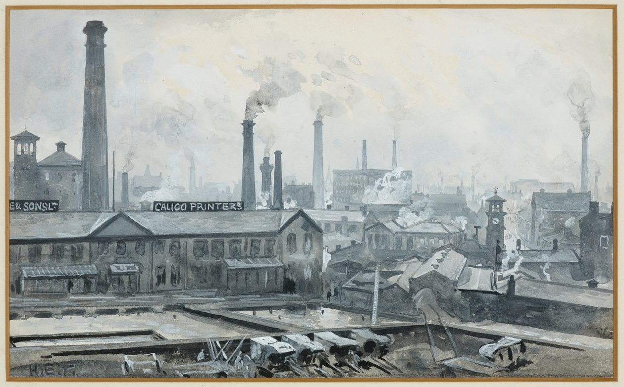 Utsikt fra London Road Station, Hoyle's Print Works (akvarell på papir) av Henry Edward Tidmarsh