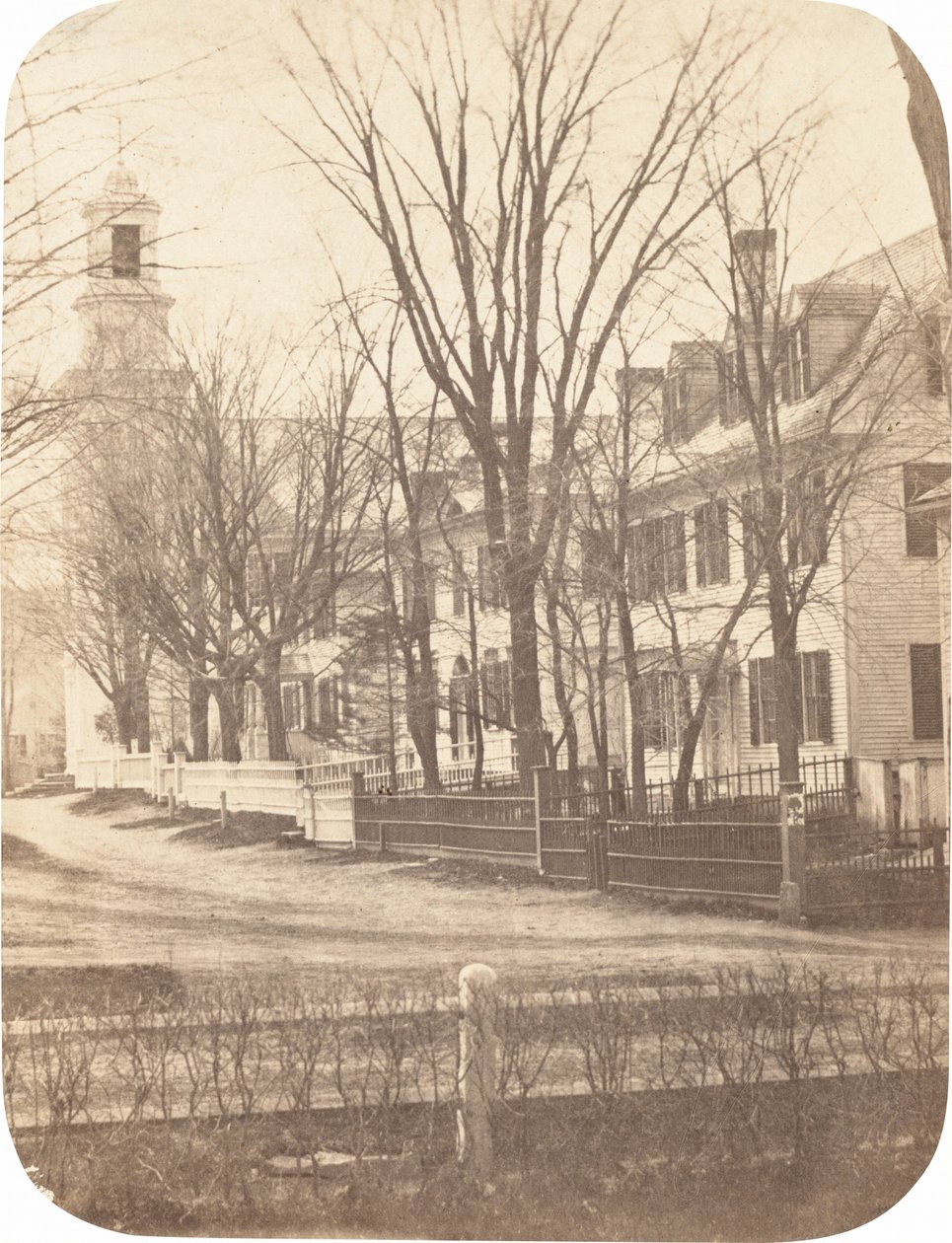 Dartmouth College Church, professor Clement Longs hus, president Nathan..., ca. 1858. av Henry F Herbert