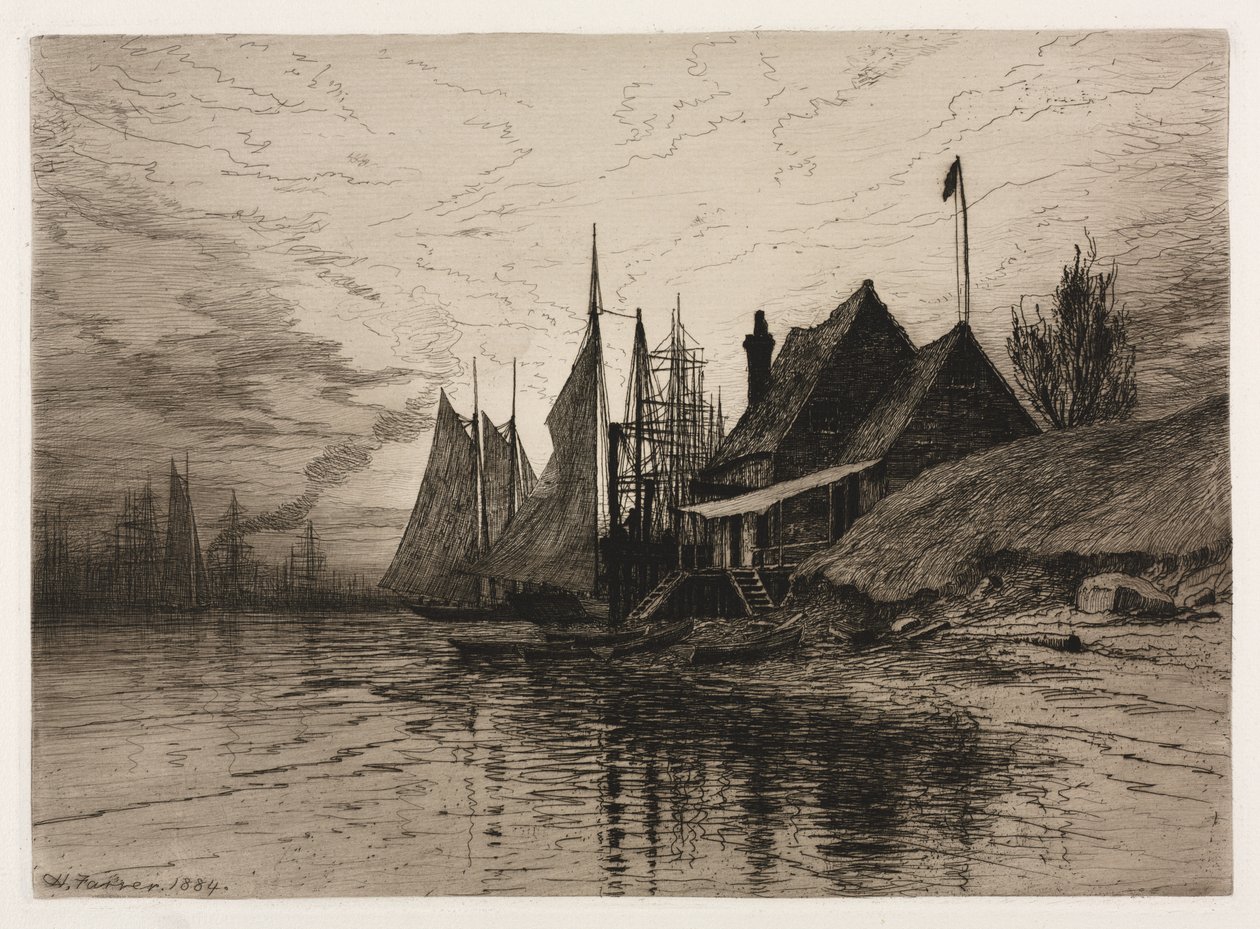 Kveld, New York havn av Henry Farrer