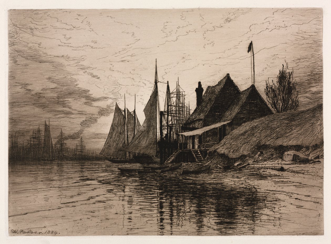 Evening, New York Harbor, 1884. av Henry Farrer