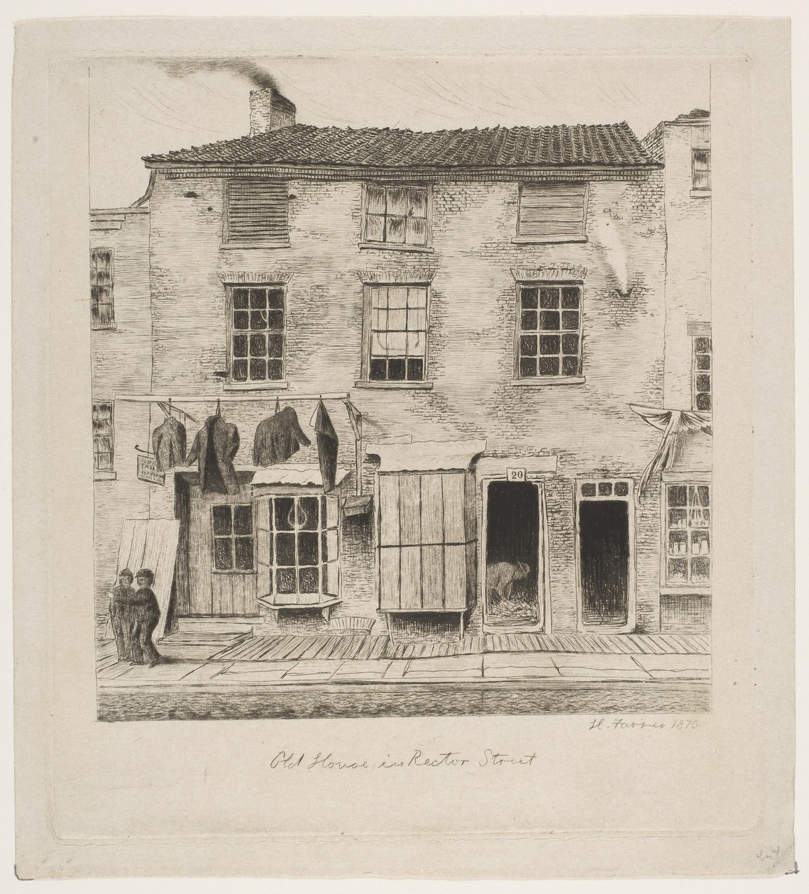 Old House i Rector Street fra Scenes of Old New York, 1870. av Henry Farrer