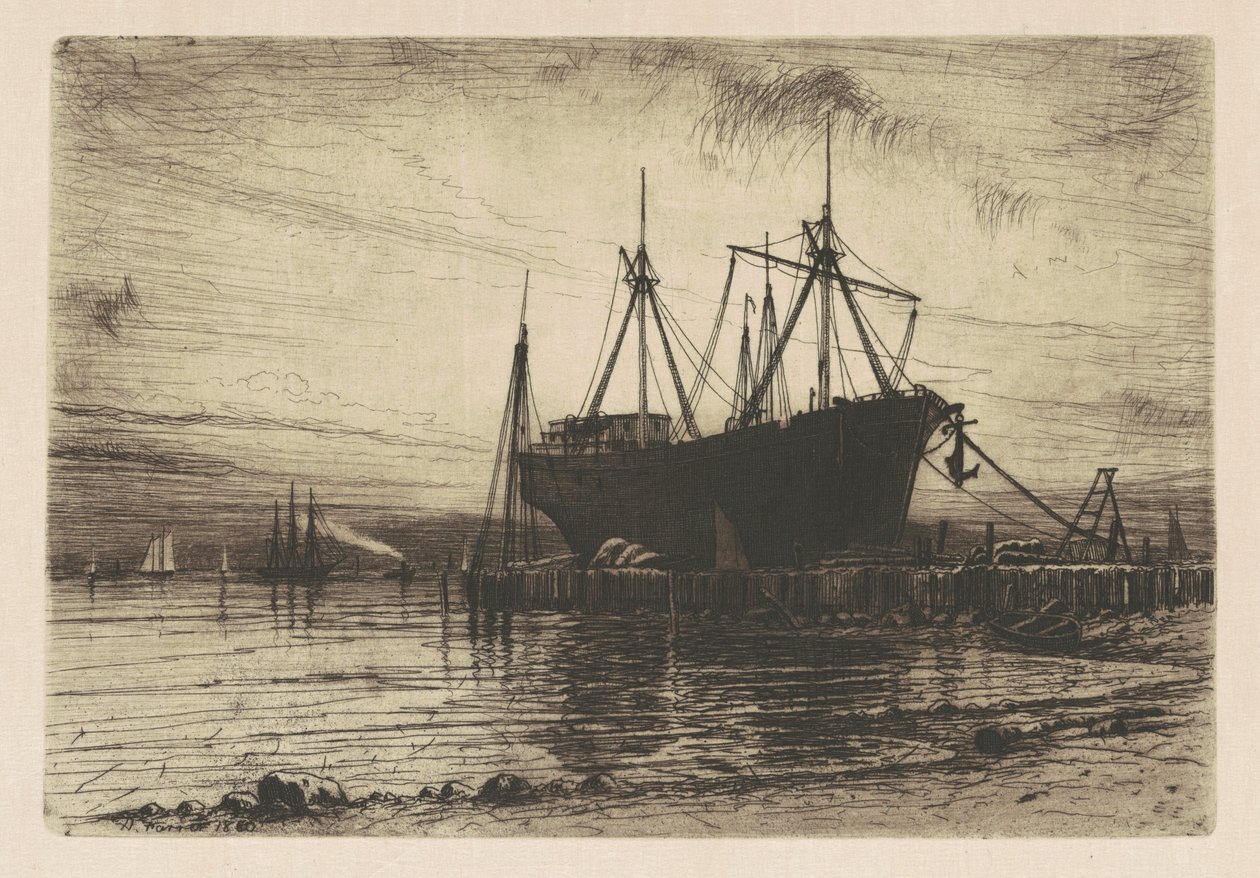 Solnedgang—Gowanus Bay av Henry Farrer