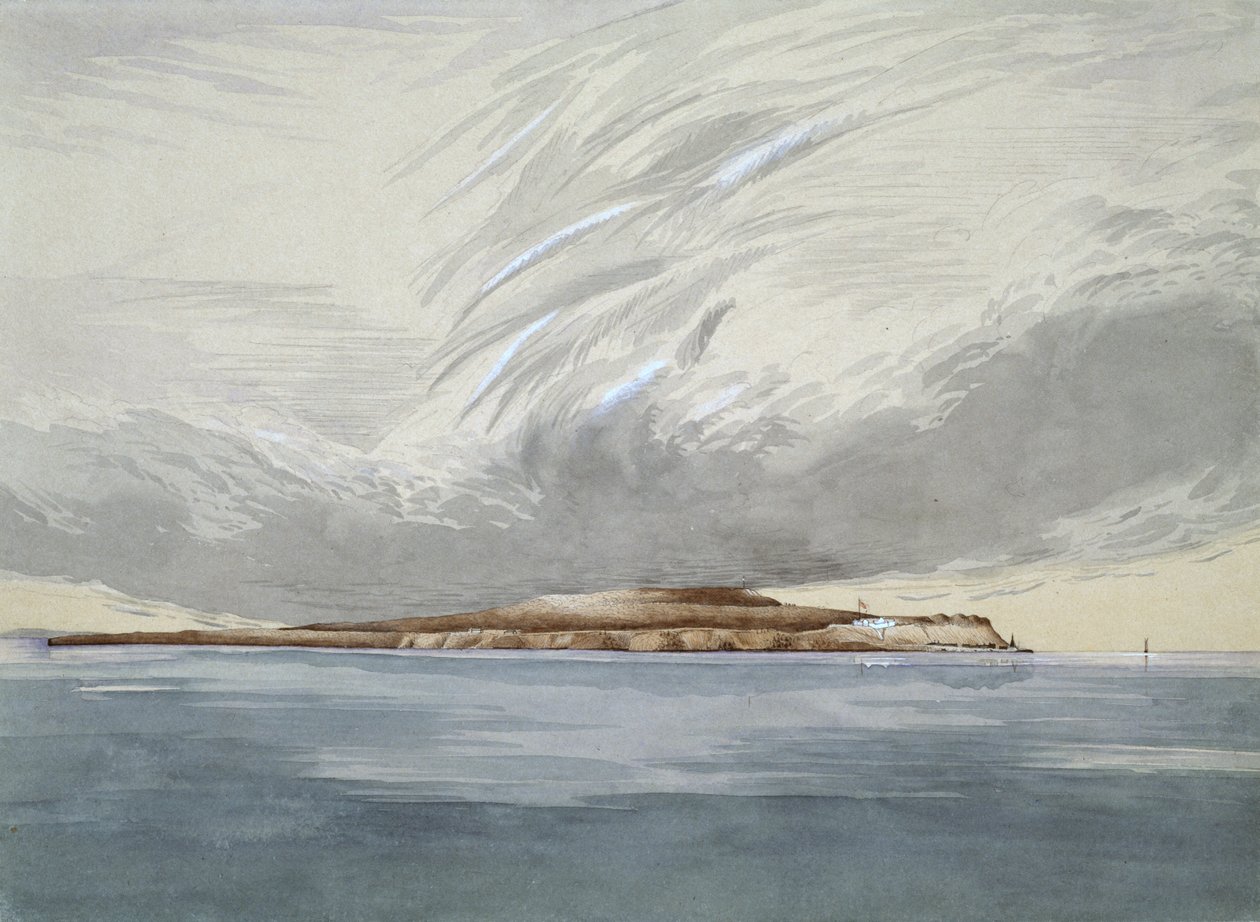 Fort og øya Mackinaw, oktober 1842 (wc på papir) av Henry Francis Ainslie