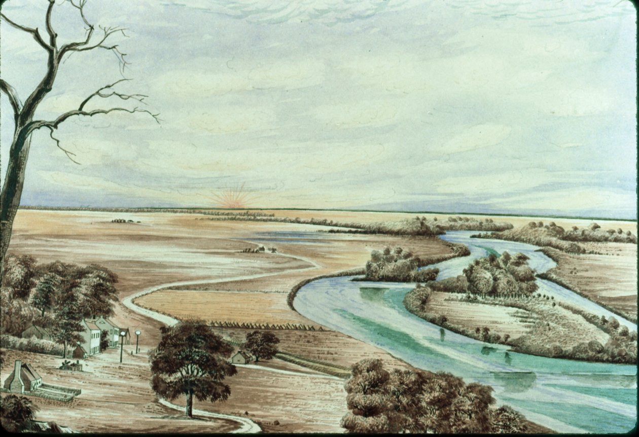 Taverna ved Illinois-elven, 1842 (wc på papir) av Henry Francis Ainslie