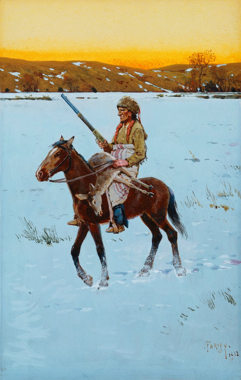 Indianer som vender tilbake fra jakten, 1912 av Henry Francois Farny