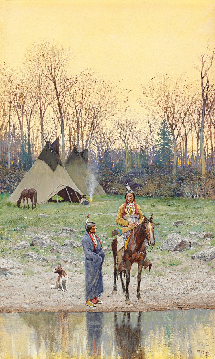 Indisk til hest, 1899 av Henry Francois Farny