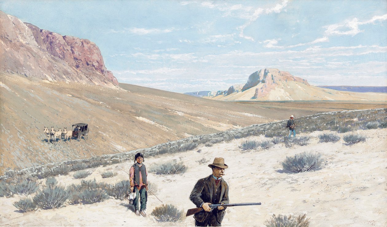 Theodore Roosevelt "Sage Grouse Shooting" av Henry Francois Farny