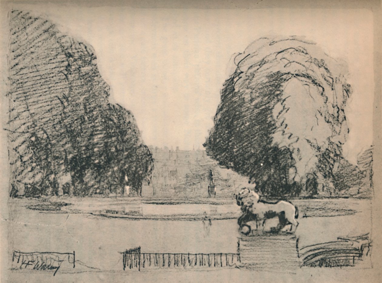 I en melankolsk ramme av gamle klippede trær, c1927, 1927 av Henry Franks Waring