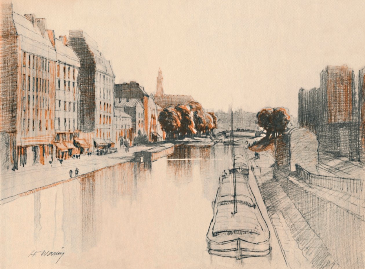 Canal St. Martin, c1927, 1927 av Henry Franks Waring