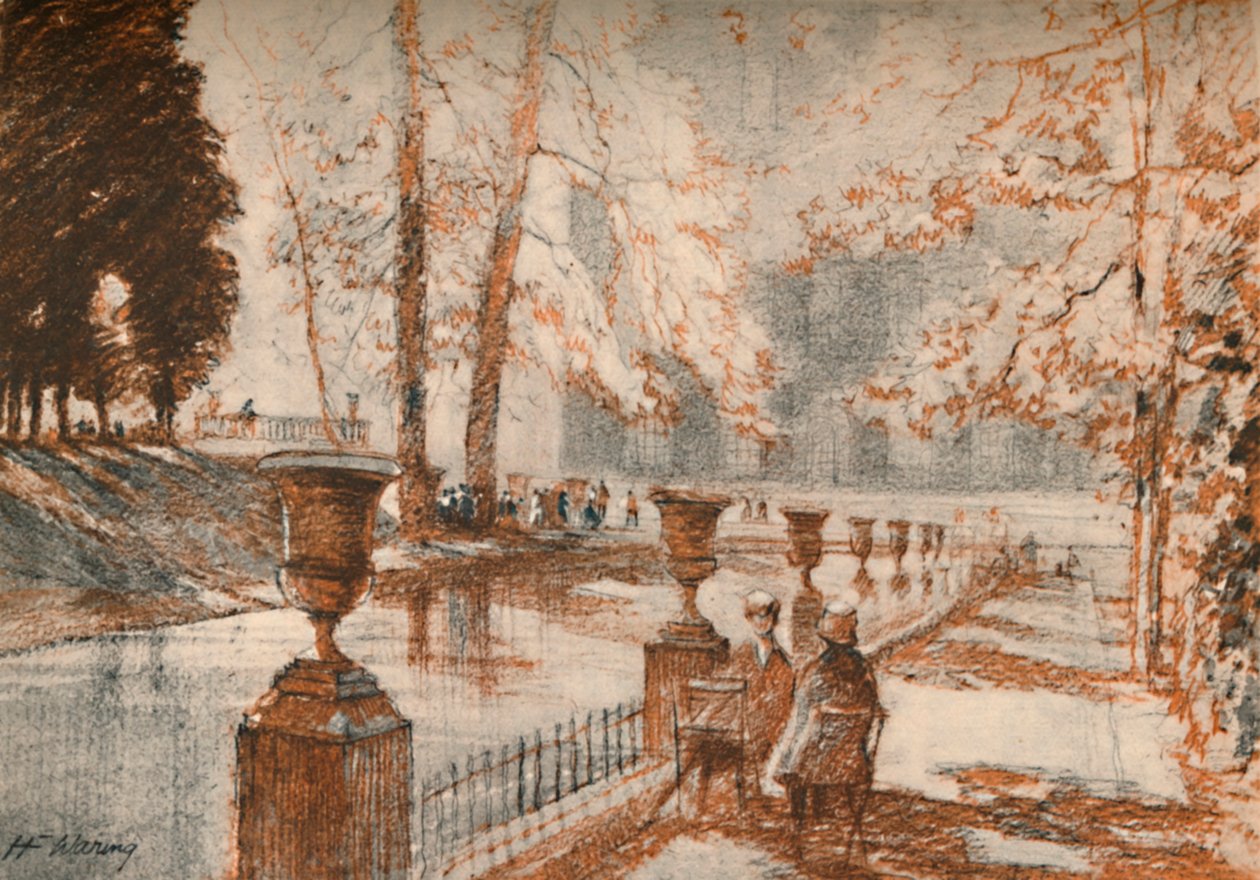 Luxembourg Paris elsker trær og barn., c1927, 1927 av Henry Franks Waring