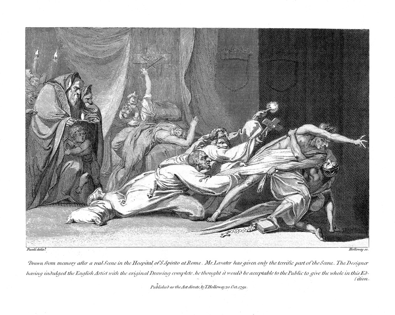 Forsøk på å drive ut onde ånder som besitter en pasient på San Spirito Hospital, Roma, 1792 av Johann Heinrich Füssli
