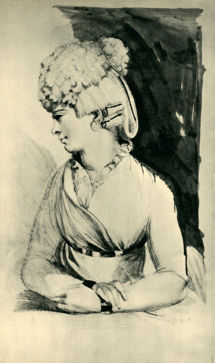 Portrett av en kvinne, slutten av 1700-begynnelsen av 1800-tallet, 1943. av Johann Heinrich Füssli