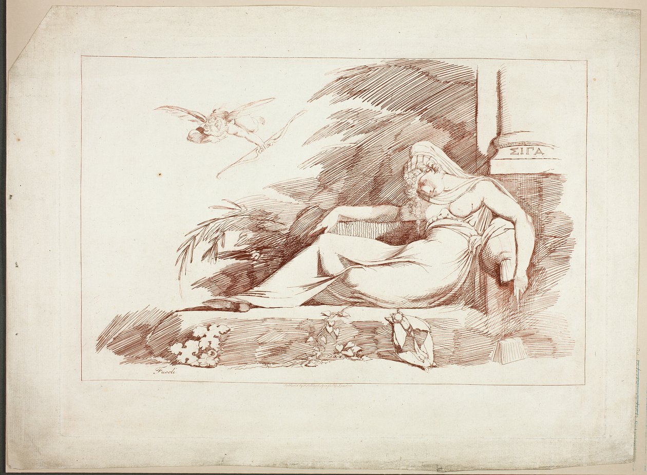 Sovende kvinne med en amor av Johann Heinrich Füssli