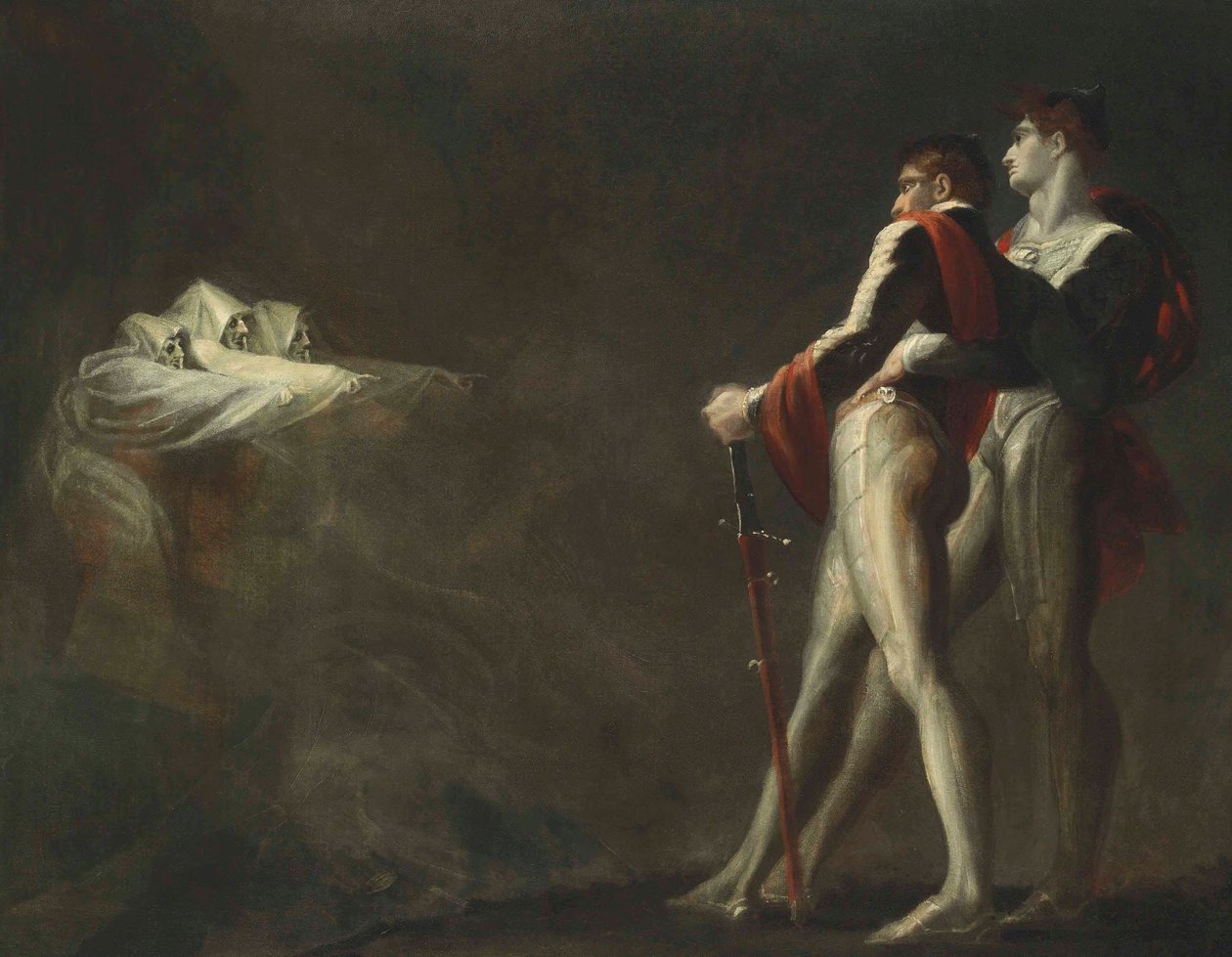 De tre heksene dukket opp for Macbeth og Banquo, 1800-1810 av Johann Heinrich Füssli