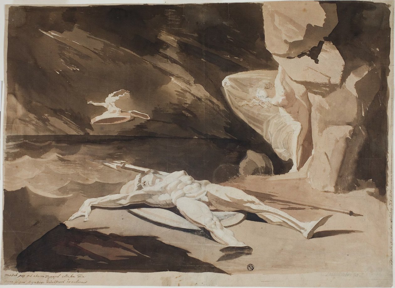 Thetis sørger over Akilles kropp av Johann Heinrich Füssli